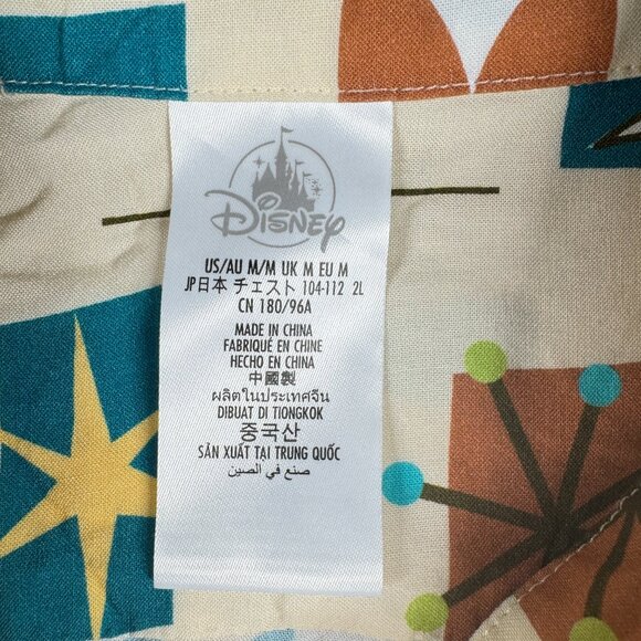 Disney Parks Retro MCM Pattern Shirt Men’s Size M Short Sleeve Button Up - Picture 3 of 9